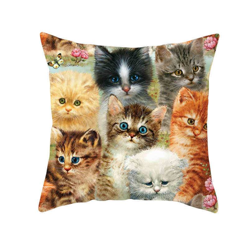 Casse d'oreiller dessin animé Cat Imprimée couverture de cas de chat mignon mignon jet de motif décoratif couverture de cas de chat kussensloop almohada hkd230817