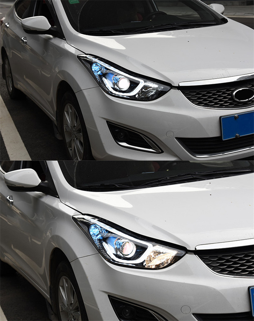 Scheinwerfer Montage Für Hyundai Elantra 20 11-20 16 LED Scheinwerfer Blinker Fernlicht Angel Eye Lichter