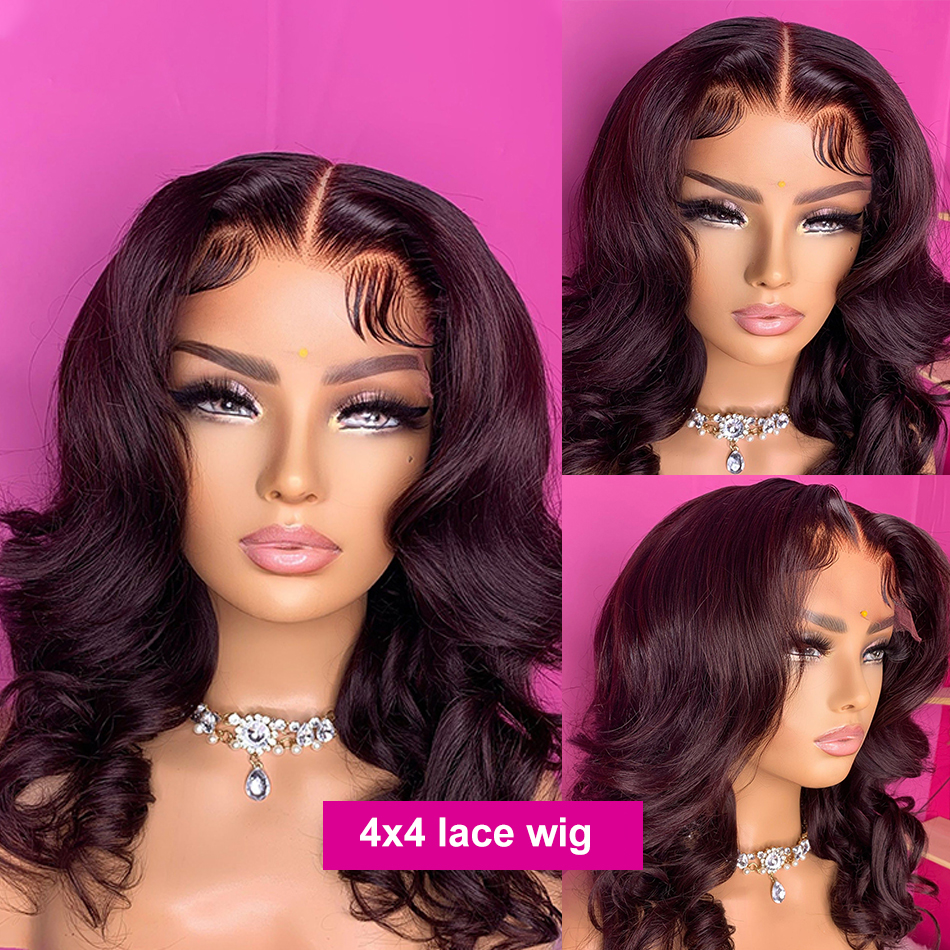 250% Dichtheid Body Wave Lace Frontal Bob Pruik 13x4 HUND HAAR Pruiken Remy Short Water Wave 4x4 Bob T Deel Sluiting Pruik voor vrouwen