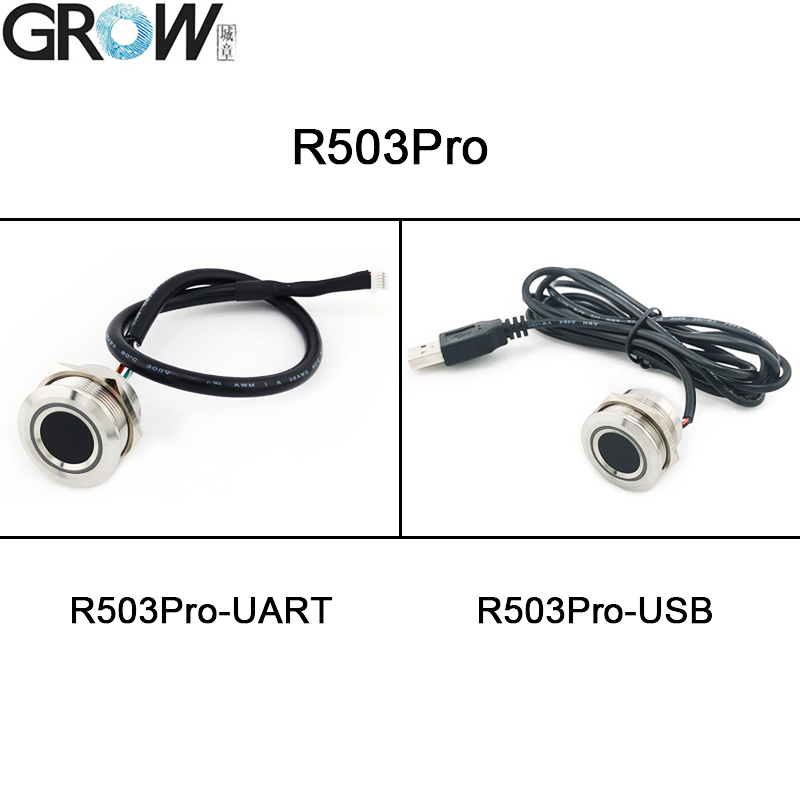 GROEI R503PRO UART/USB 1500 Capaciteit DC3.3V Capacitieve vingerafdrukmodule Sensorscanner voor toegangscontrole LED RGB -besturingselement