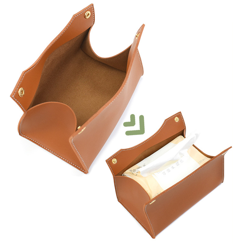 PU Leather Tissue Box Cover Holder Napkin Case Dispenser Facial Tissues Organizer Tabletop Bathroom Car Office W0080