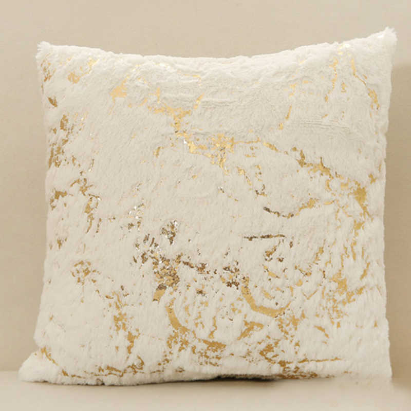 Proilow Case 43x43cm Poduszka obudowa pokrywa złota pluszowa sofa wystrój domu IC Bedside Fur White Confort Cover Dekoracyjne HKD230817