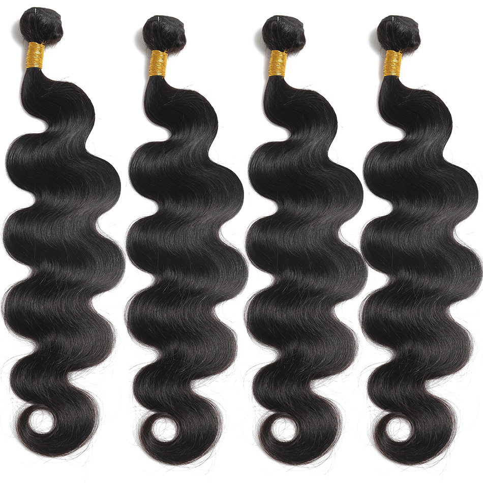 Body Wave Bundles Malaysian Hair Weave 1/3/Human Hair Bundles Natural Black Double Draw Body Wave Remy Hair Extension