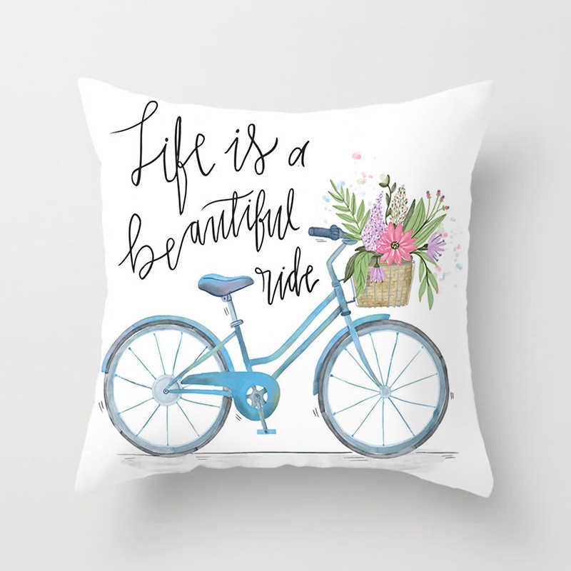 Pillow Case 45x45 cm Decor Decor Decor Okładka do salonu sypialnia dekoracyjne poliestrowe skrzynki kwiatów rowerowe okładka HKD230817