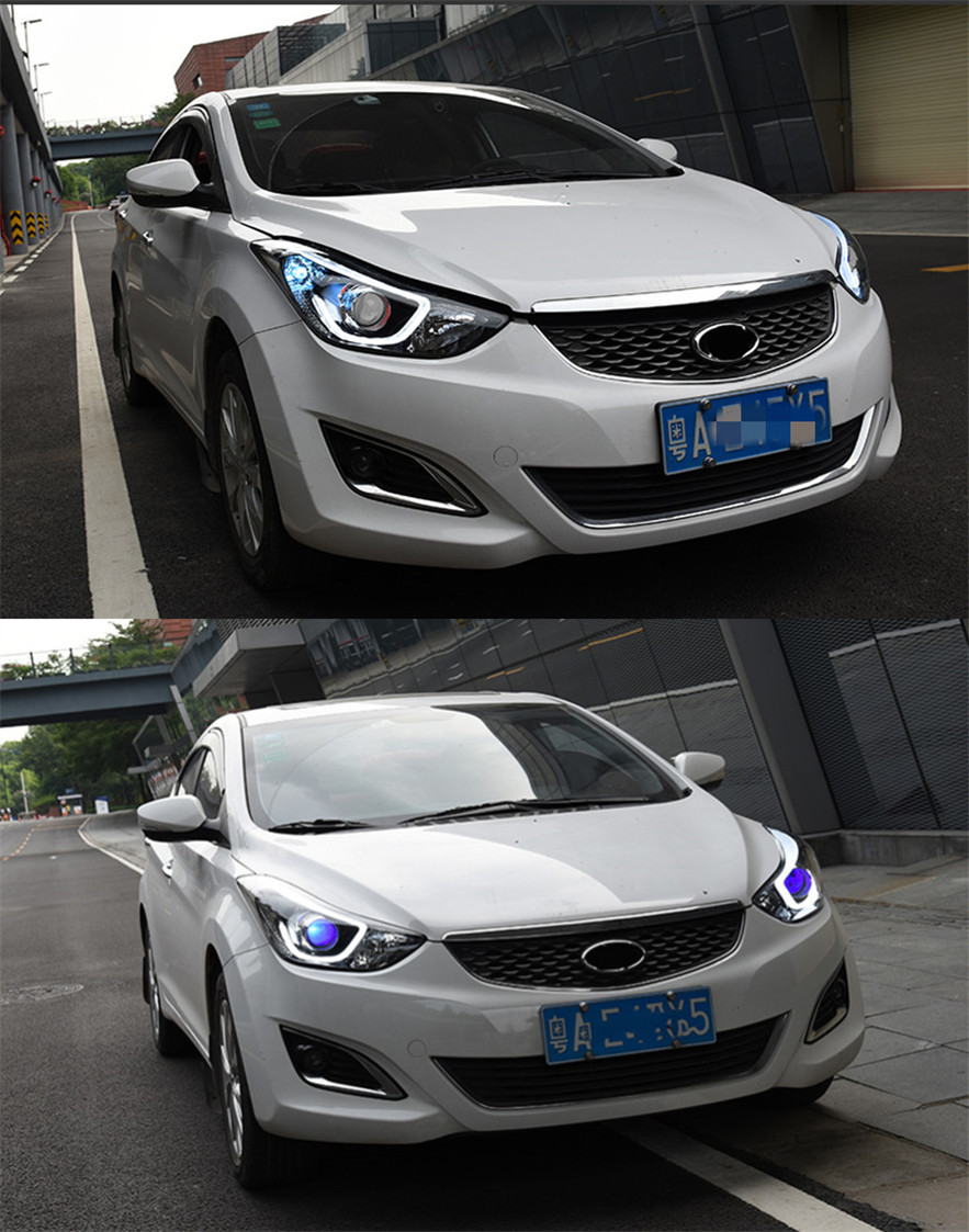 Koplamp Montage Voor Hyundai Elantra 20 11-20 16 LED Koplamp Richtingaanwijzer Grootlicht Angel Eye Lichten