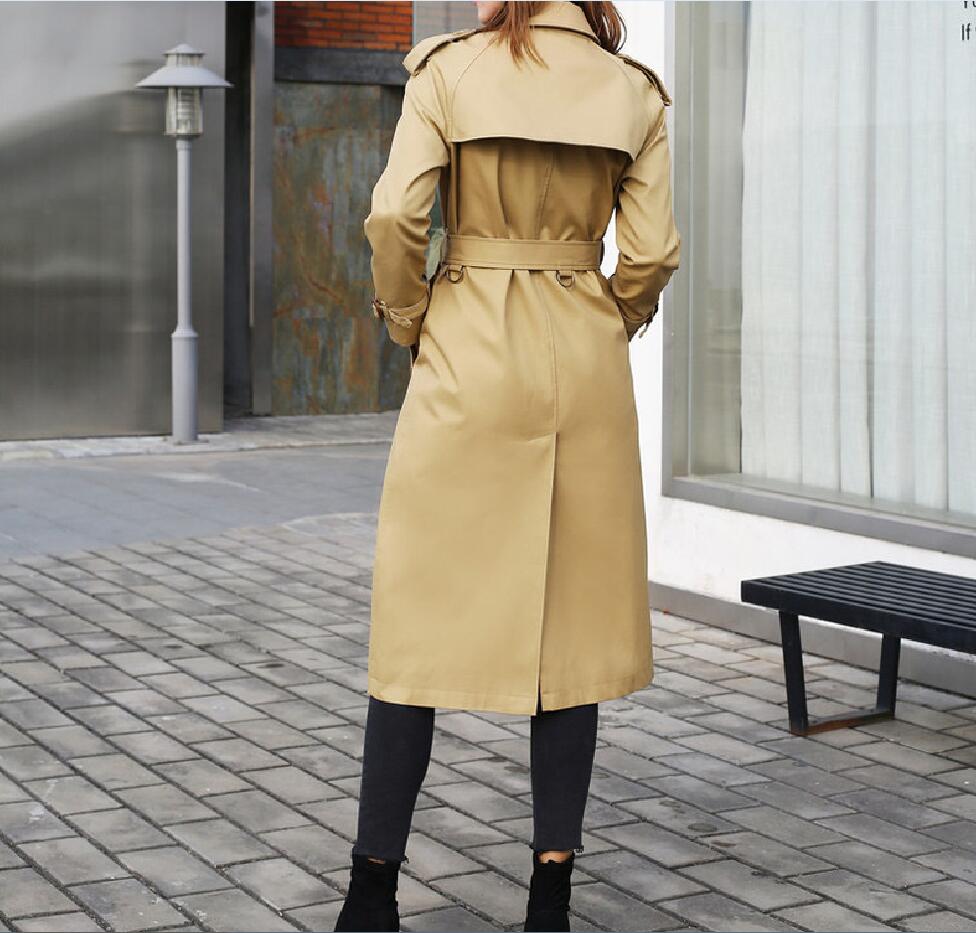 Designer Women Fashion Paris Middle Long Trench Coat High Quality Brand Design Double Breasted Coat Cotton Tissu Taille S-2xl