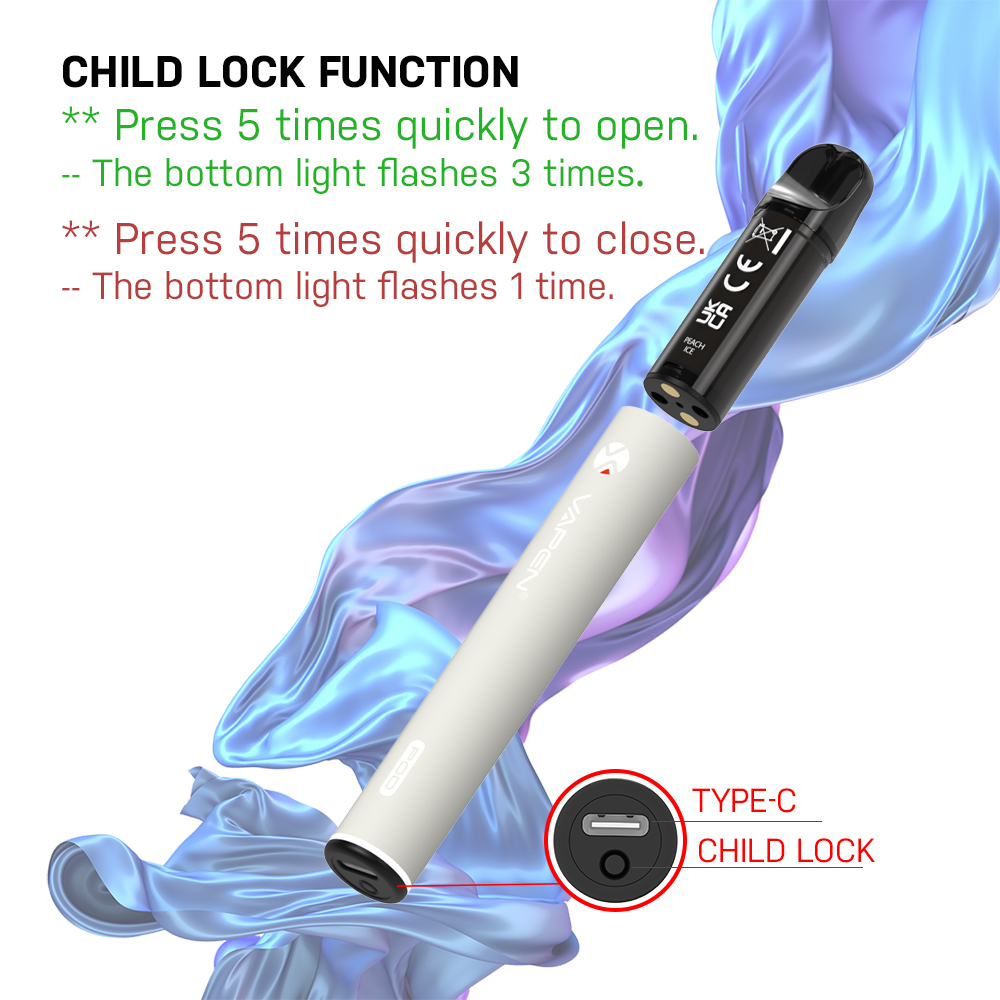 New VAPEN POD Replaceable Pod Disposable Vape e Cigarettes TPD MHRA Certified ELFA Compatible CHILD LOCK 500mAh Rechargeable Battery 2ml prefilled disposables