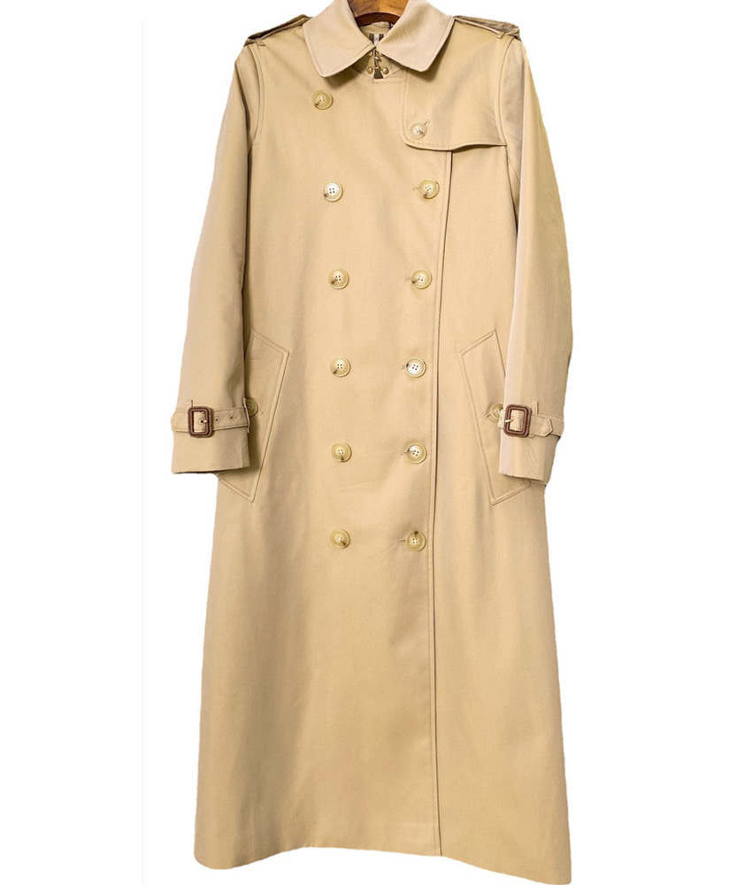 Designer Women Fashion Paris Middle Long Trench Coat High Quality Brand Design Double Breasted Coat Cotton Tyg Size S-2XL