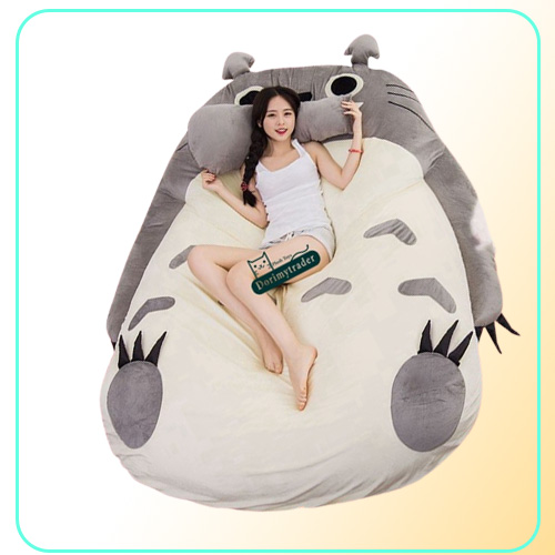 Dorimytrader Anime Totoro Sleeping Bag Soft Plush Stor tecknad säng Tatami Beanbag Madrass Kids and Adults Gift DY610042347710