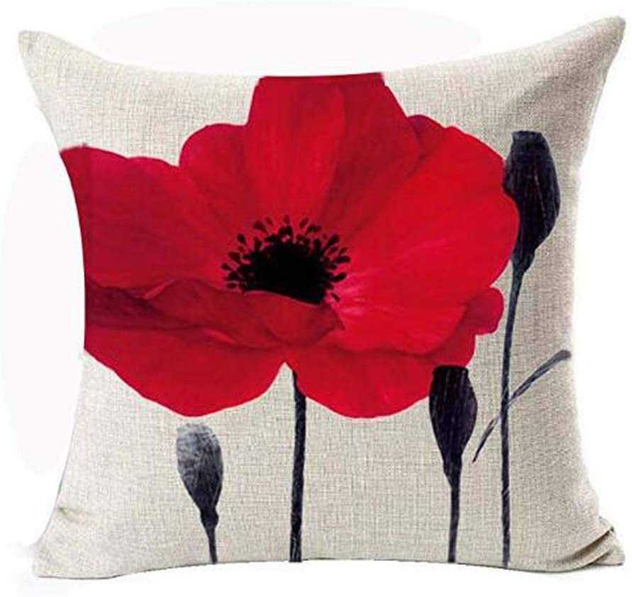 Kuddfodral 45x45cm Ny vintage akvarelloljemålning Röd blomma polyestertryck Cover Cushion Cover Home Soffa Interior Decoration HKD230817