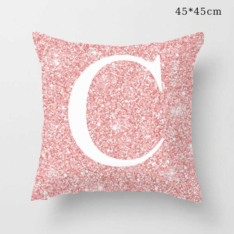 Caixa de travesseiro lantejoura rosa Caso de letra DIY Inglês Cushion Capa infantil garotas quarto capa decorativa de decoração de carro em casa Caso HKD230817