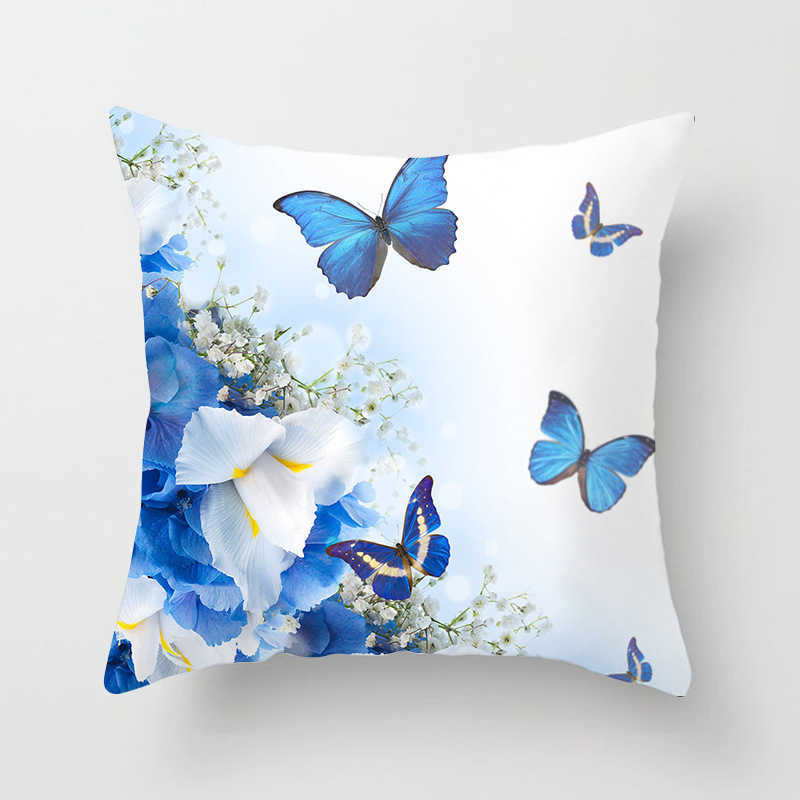 Pillow Case Butterfly Pattern Polyester Cushion Cover 45 * 45cm Seat Decoration Car Home Sofa Bed Decoration Cover HKD230817