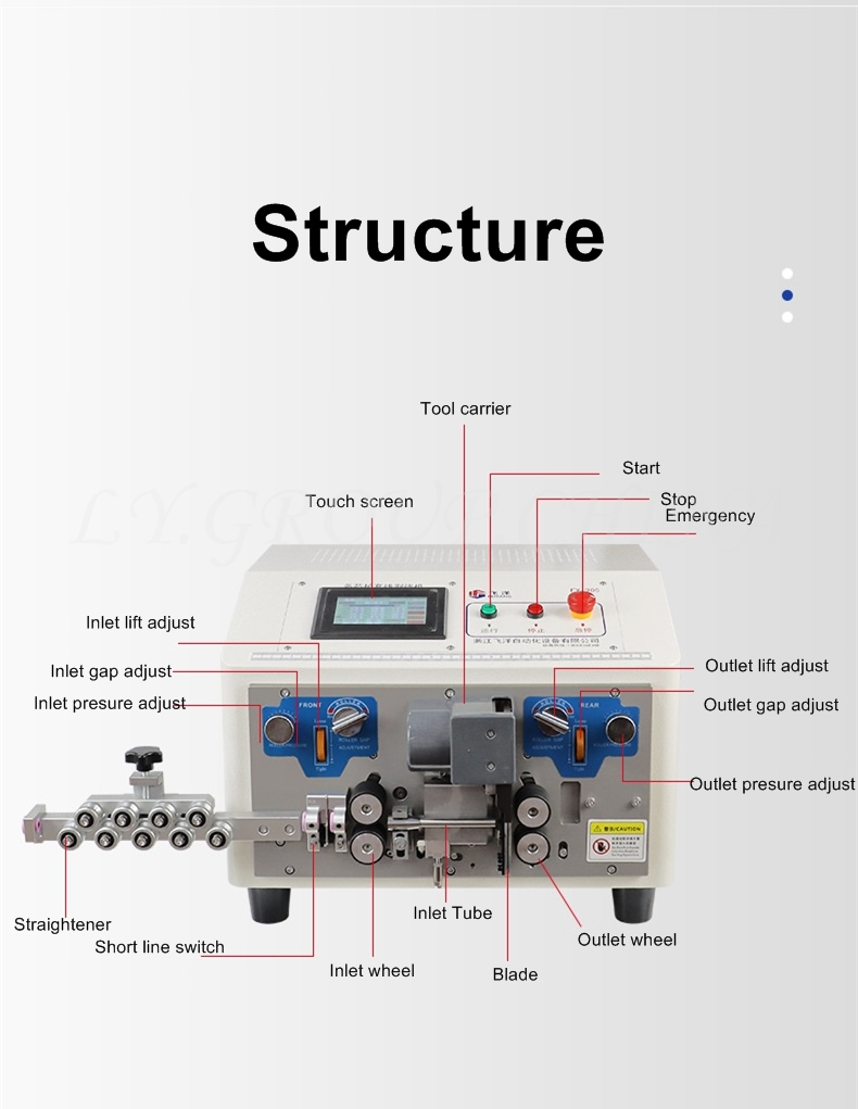 LY 905 Automatic Multi-core Multi-cores Wires Sheath Stripping Machine 4 Wheels For 2 3 4 5 Inner Cores Wire Optional Manipulator Protect Crystal Case