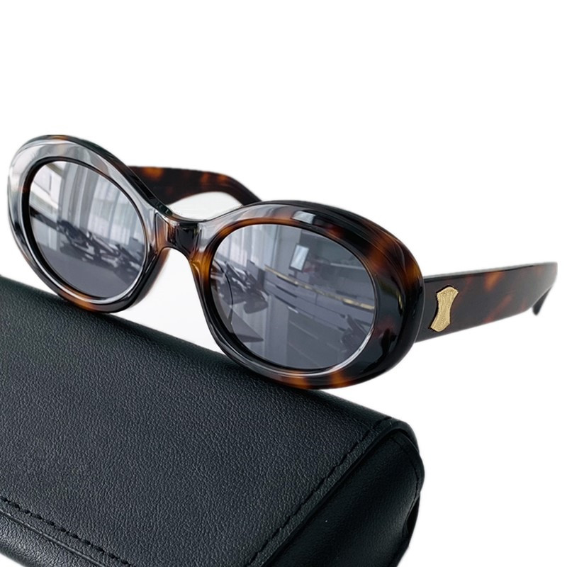 Retrovintage Round Round Roundized Grouplized Sunglasses UV400 للنساء للأزياء Desig Acetate Goggles Triomph Oval French High Street Snap Glasses5224 CASE Fullset Case