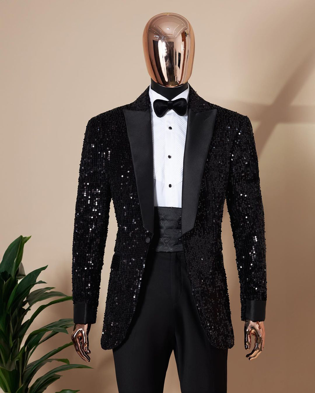 Ternos de casamento Black Sparkly Men's Casdem