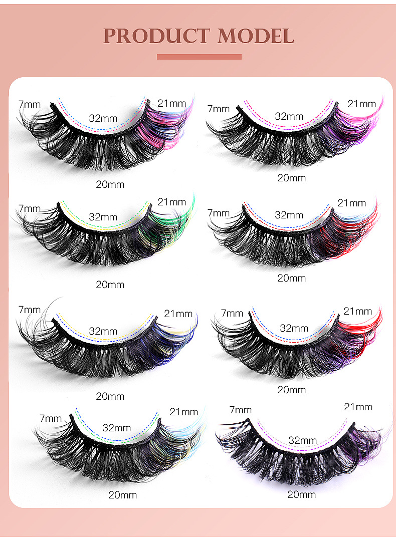 Thick Natural Colorful Eyelashes Fluffy Wispy Handmade Reusable Colored Fake Lashes Extensions Multilayer 3D Mink Lash with Color