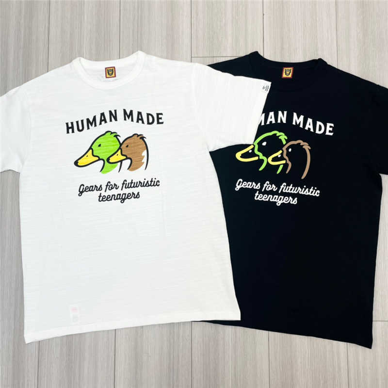 T-shirts hommes bonne qualité 2022ss T-shirt de mode de fabrication humaine hommes humains fabriqués canard femmes Kawaii T-shirt chemises en coton flammé