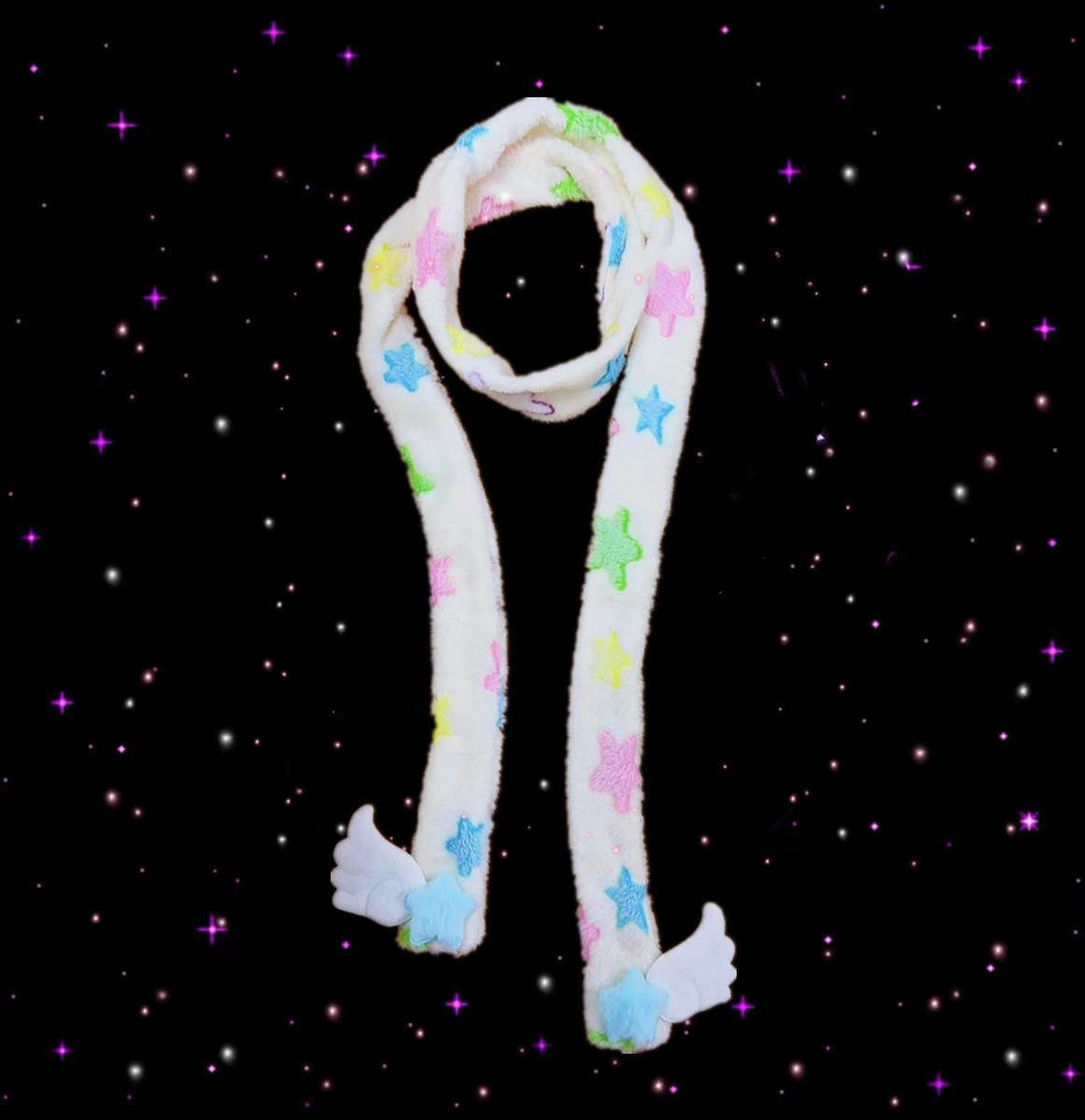 Sciarpe mikumn originale harajuku grazioso stella colorata lungo stretta sciarpa calda y2k estetica kawaii stella angelo ali morbide morbide sciarpe 230816