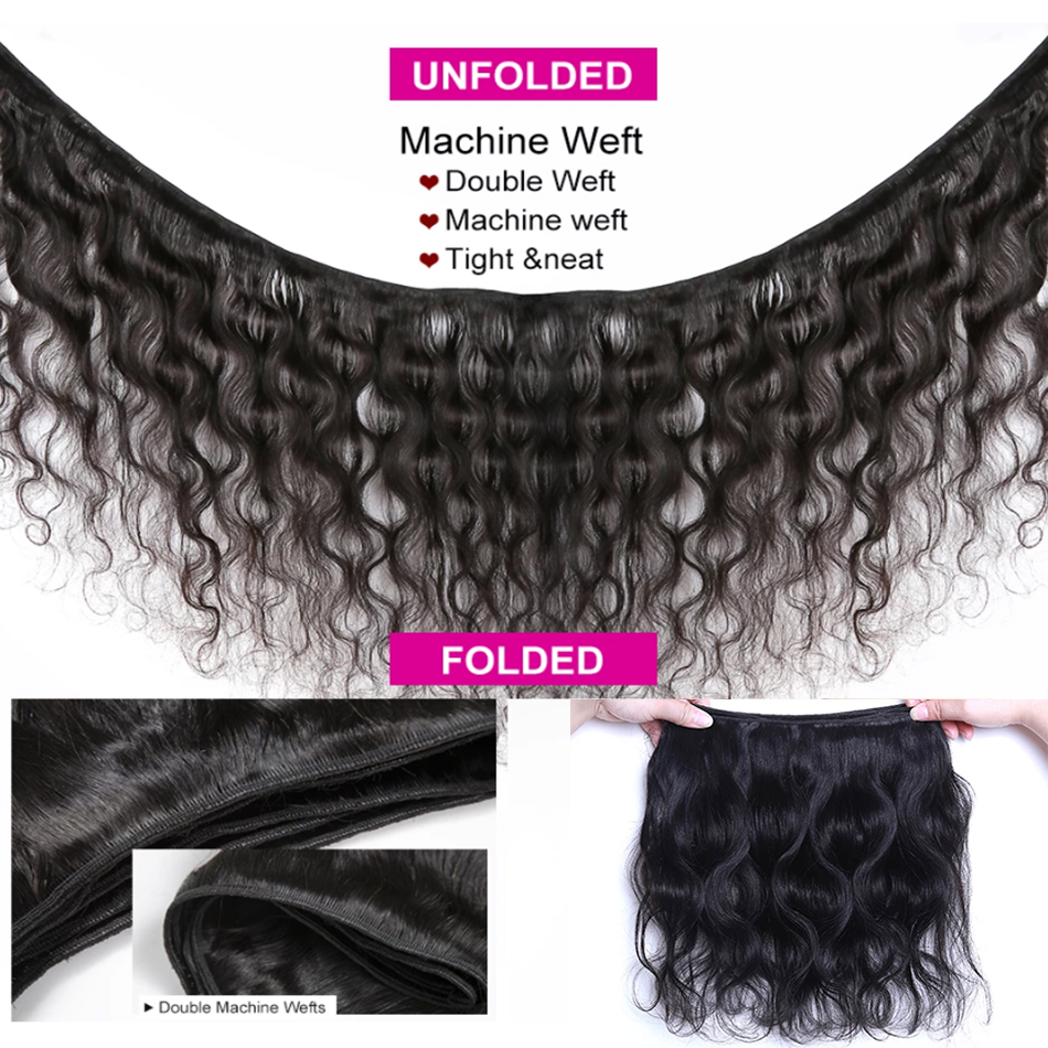 Bundle di onde del corpo in terapia di capelli malesi 1/3/4 pezzi umani bundle neri naturali a doppio disegno Draw body wave remy peli estensione