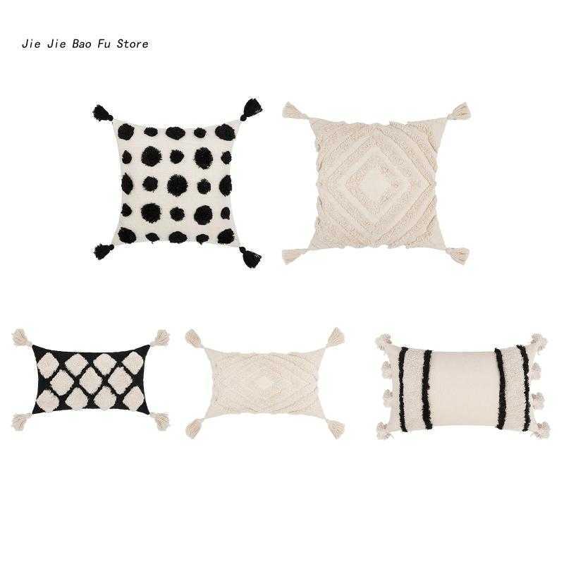 Kuddfodral Boho Style Tufted Throw Cover med Tassel Cushion Covers Fall för hemmet sovrum vardagsrum soffa soffa leveranser hkd230817