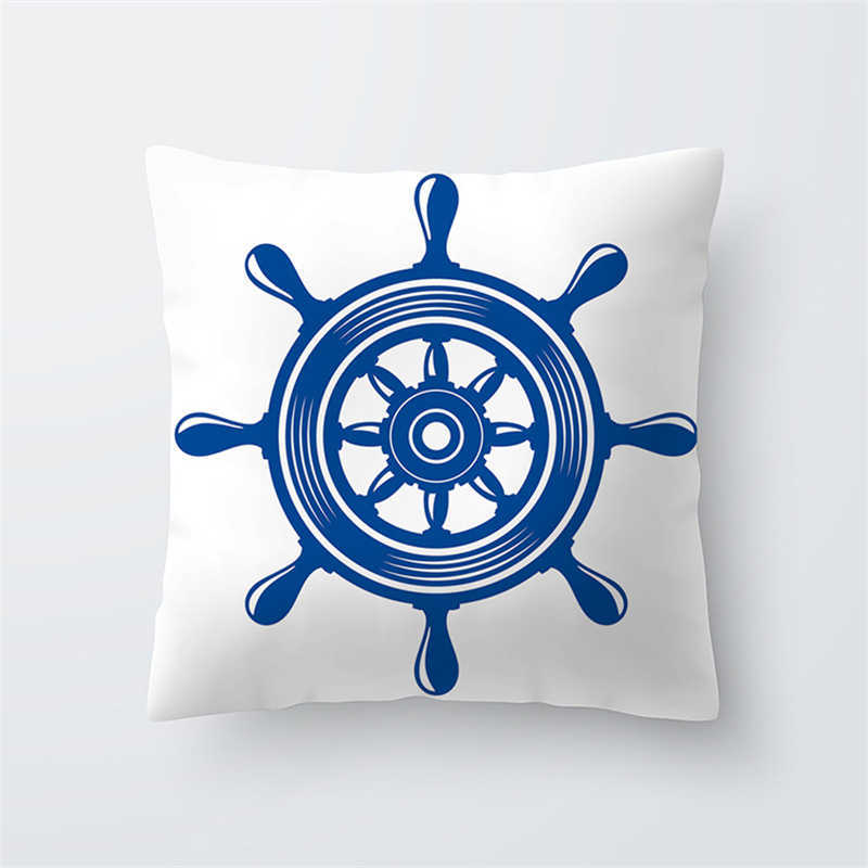 Pillow Case 45x45cm marine organism ship printed pattern cushion cover for home living room sofa bedroom decoration case HKD230817