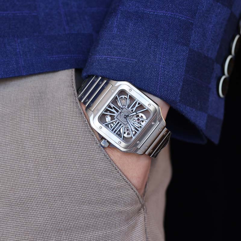 Business Watch Fashion Para Watches Mens Skeleton 39,8 mm Importowane zegarki kwarcowe Wodoodporna konstrukcja Lass odpowiednia do randek i prezentów roli z pudełkiem dla mężczyzn