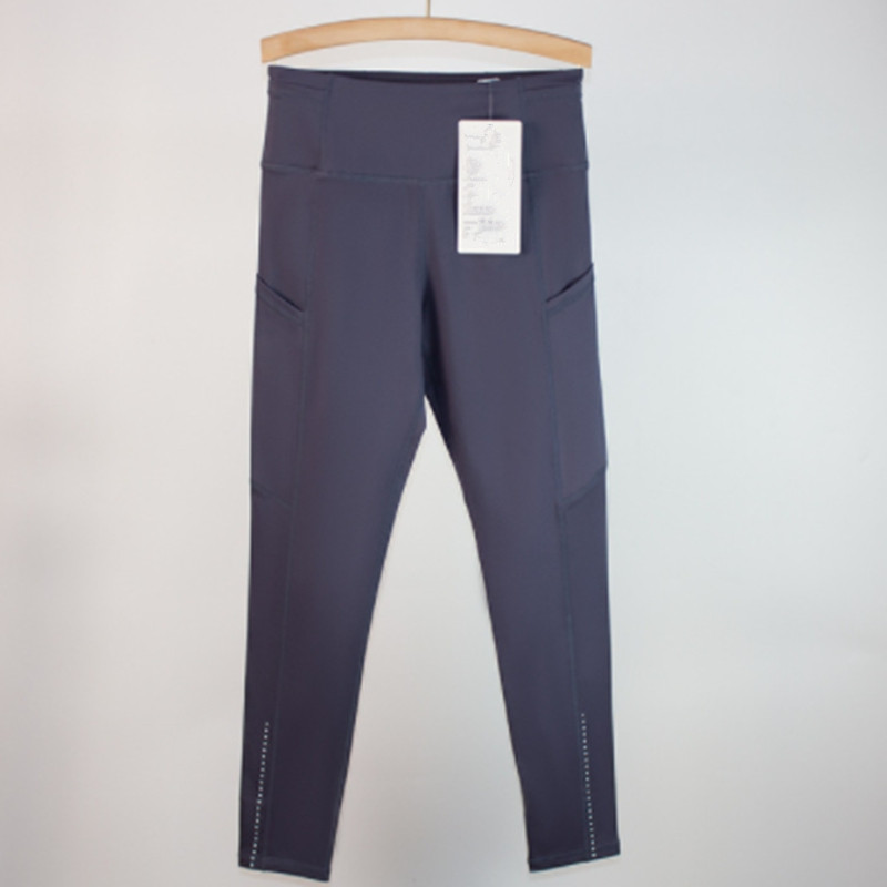 Les pantalons de yoga LU-77 alignent les collants multi-poche à taille haute brossée à double face coulant avec des cultures de points réfléchissantes 2023top