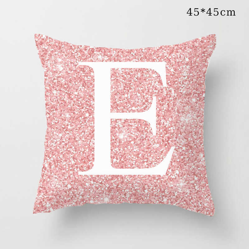 Caixa de travesseiro lantejoura rosa Caso de letra DIY Inglês Cushion Capa infantil garotas quarto capa decorativa de decoração de carro em casa Caso HKD230817