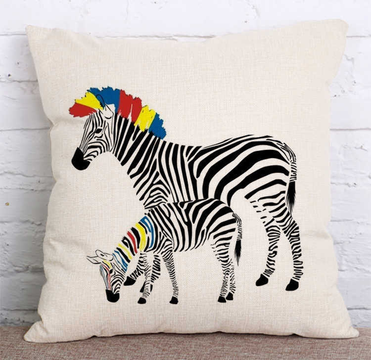 Cuscino custodia zebra nera custodia arcobaleno arcobaleno zebra in lino di cotone decorazione decorazione casa divano divano soggiorno decorazione cover hkd230817