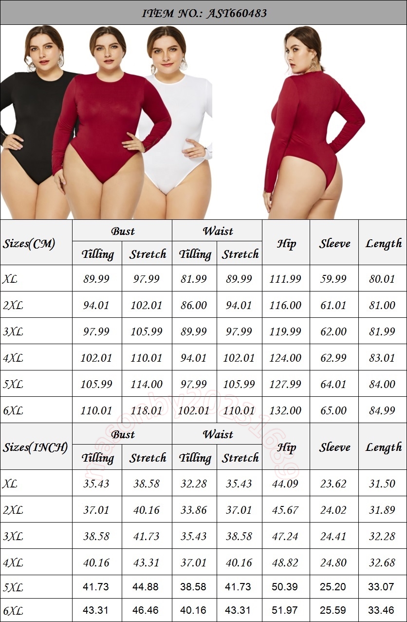 Kledingstock Groothandel Nieuwe kleding Vrouwen plus maat lange mouw geribbeld gebreide bodysuit