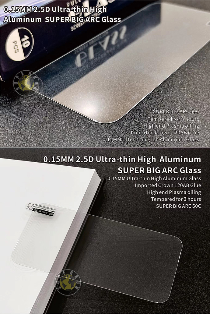 0.15mm Ultra ince 2.5D iPhone 15 14 13 12 11 Pro Max 8 7 6 Plus SE2 SE3 Süper Büyük Ark Plazma Yağlama Filmi OPP Çantası ile