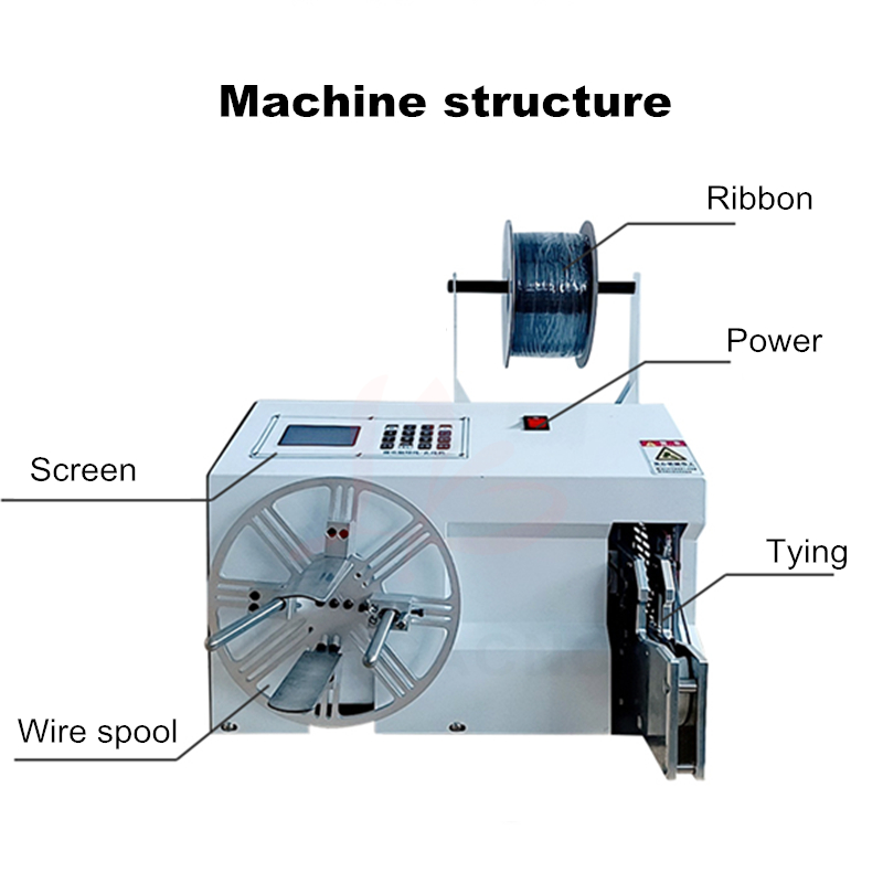 Multifunction Automatic Wind Wire Winding and Binding Machine Screen Inteligente para o cabo de alimentação de dados USB WiSter