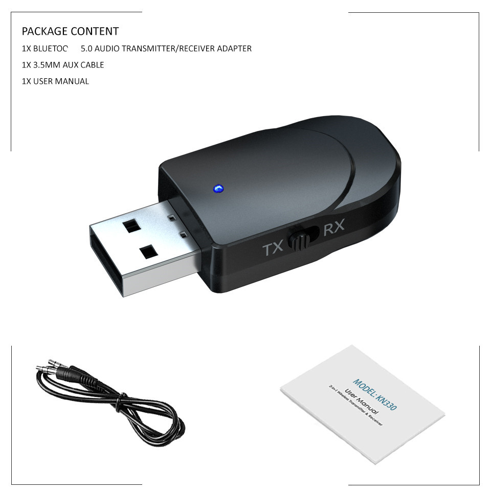 Transmetteurs Bluetooth 5.0 Récepteur audio 3 en 1 Mini Jack 3,5 mm Adaptateur sans fil stéréo USB AUX pour voiture TV