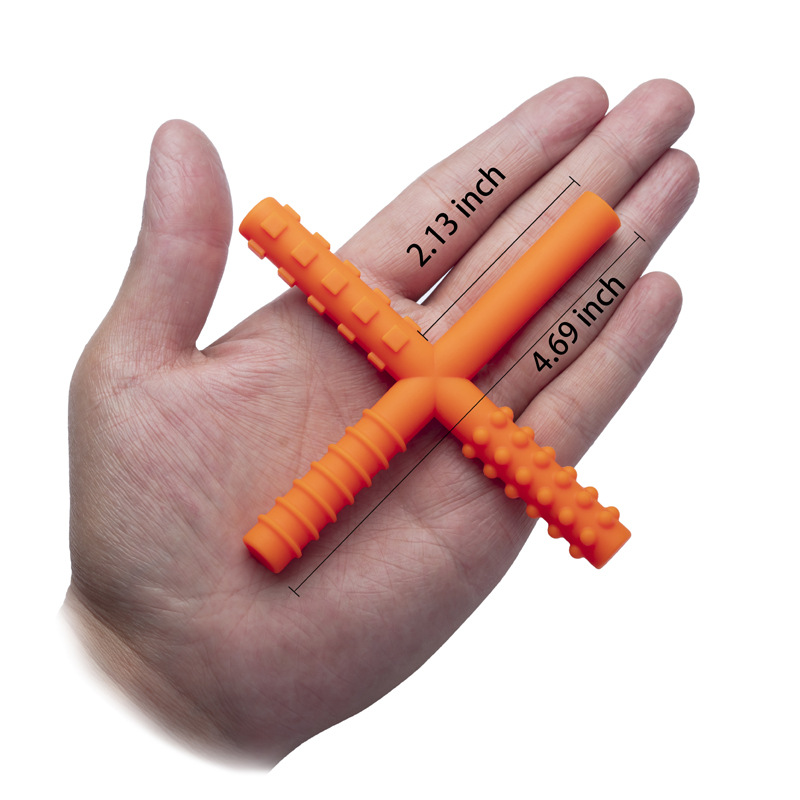 Bébé teether toys x forme en silicone stick mâle multi-texturé à croquer fidget jouet enfants adultes autisme