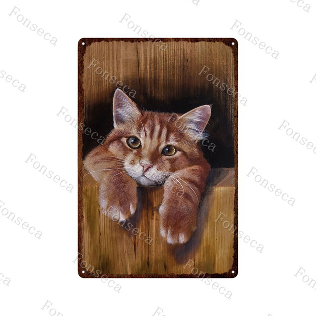 Katze in Blumen Vintage Metallzeichen nie