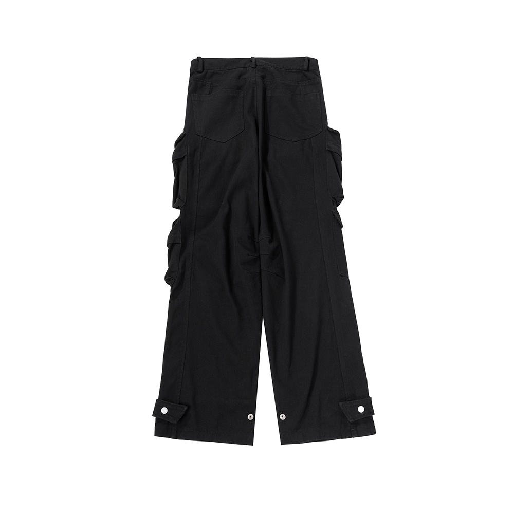 Multi-pockets Straight Baggy Cargo Pants for Men Black Overalls Streetwear Loose Casual Trousers Oversized