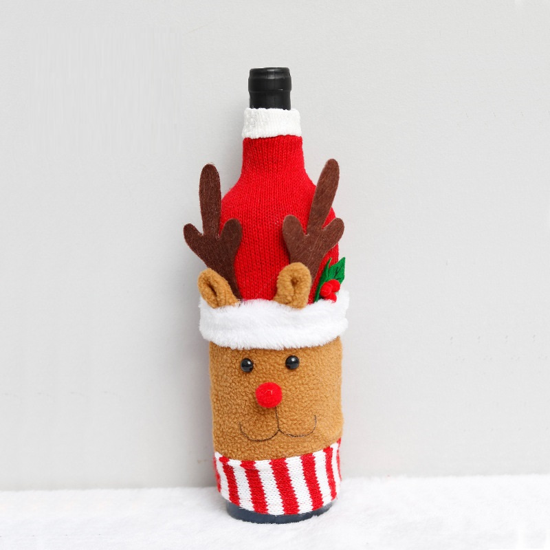 Christmas Wine Bottle Bags Xmas Santa Reindeer Snowman Wine Bottle Covers Gift Bags for Christmas Party Dining Table Decorations