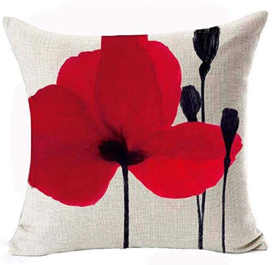 Kuddfodral 45x45cm Ny vintage akvarelloljemålning Röd blomma polyestertryck Cover Cushion Cover Home Soffa Interior Decoration HKD230817