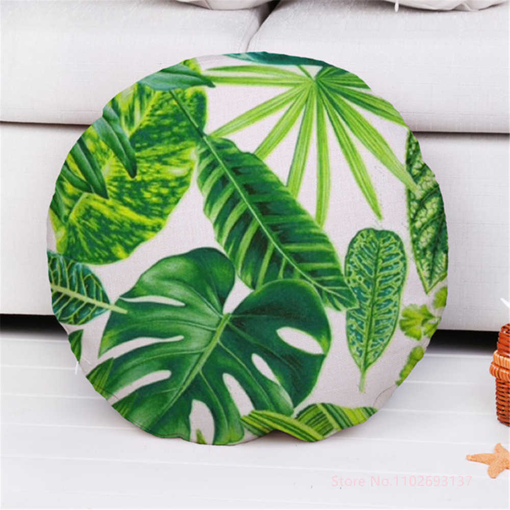 Kussensloop ronde decoratieve worp kast deksel groen blad bladeren plantenkussen deksel voor bank slaapkamer decoratieve accessoires hkd230817