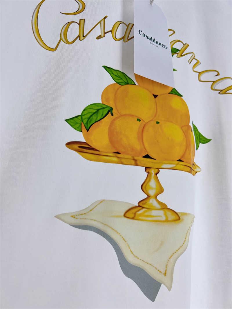 メンズTシャツ良質のオレンジ色のプリントカサブランカシックファッションTシャツ男性カサブランカ女性ヴィンテージティーTシャツメンズ服