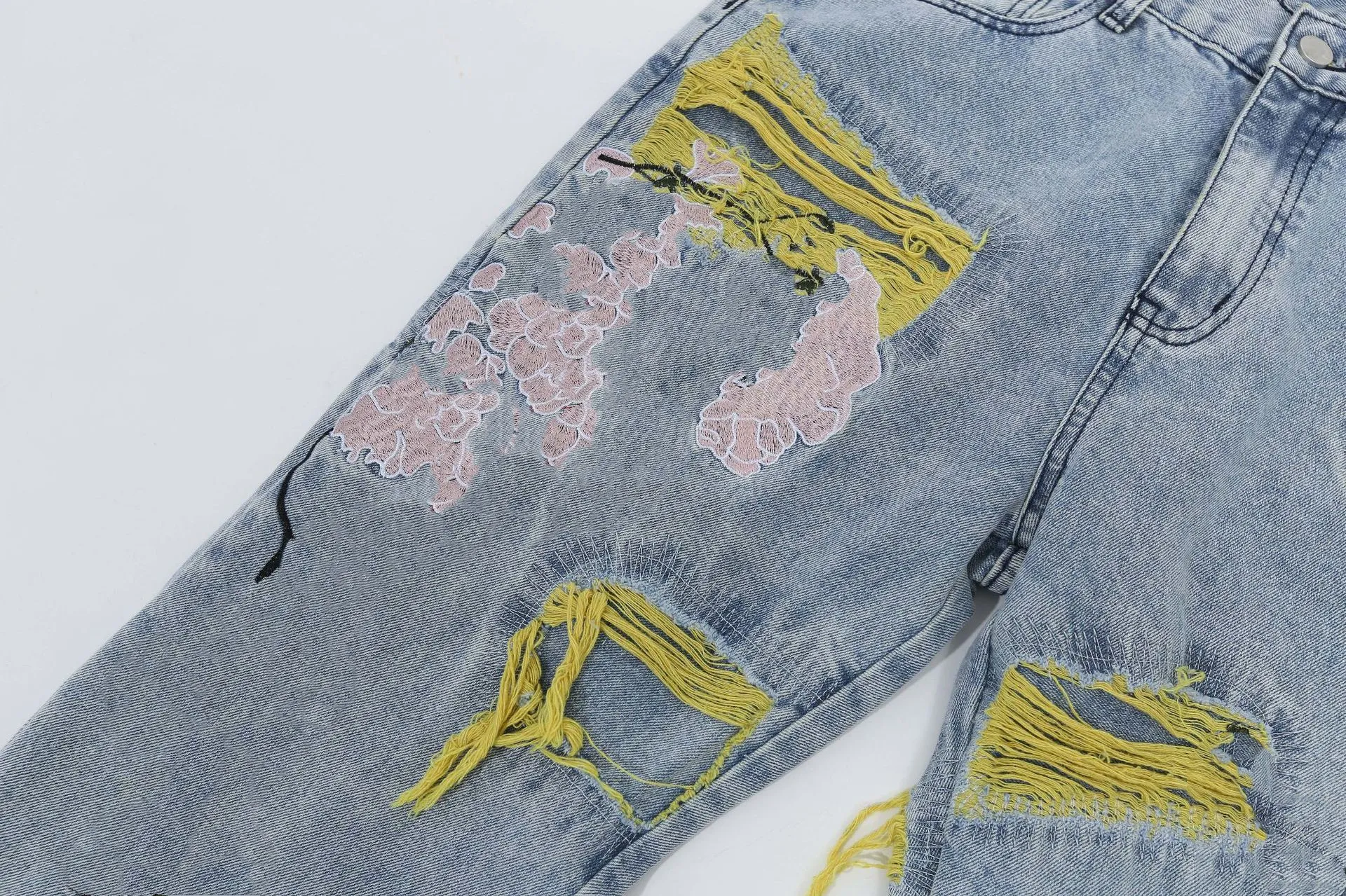 Mens Jeans Oversized Designer Denim Embroidered Ripped Jean High Street Hole Wide-leg Trousers Casual Clothing Pants S-3XL Megogh-8 CXG8181