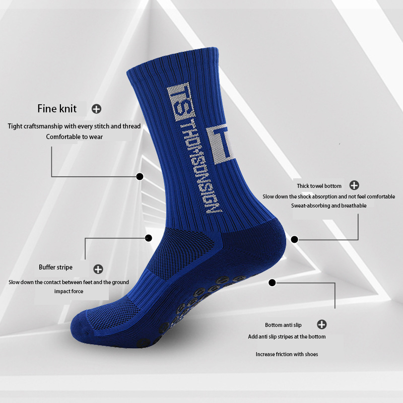 Nouveau style Socles de football non glissantes hommes Femmes cyclistes sportives antidérapantes chaussettes de foot