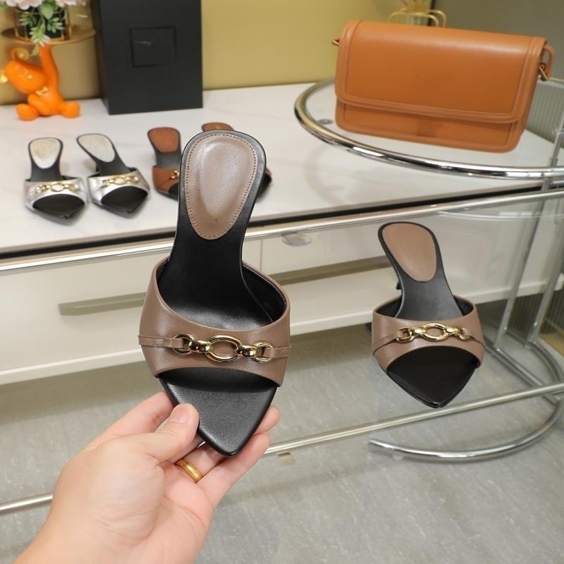 Vroege voorjaar populaire slippers slippers hielhoogte 6 cm ademende vierkante kop sandalen volledig pakket