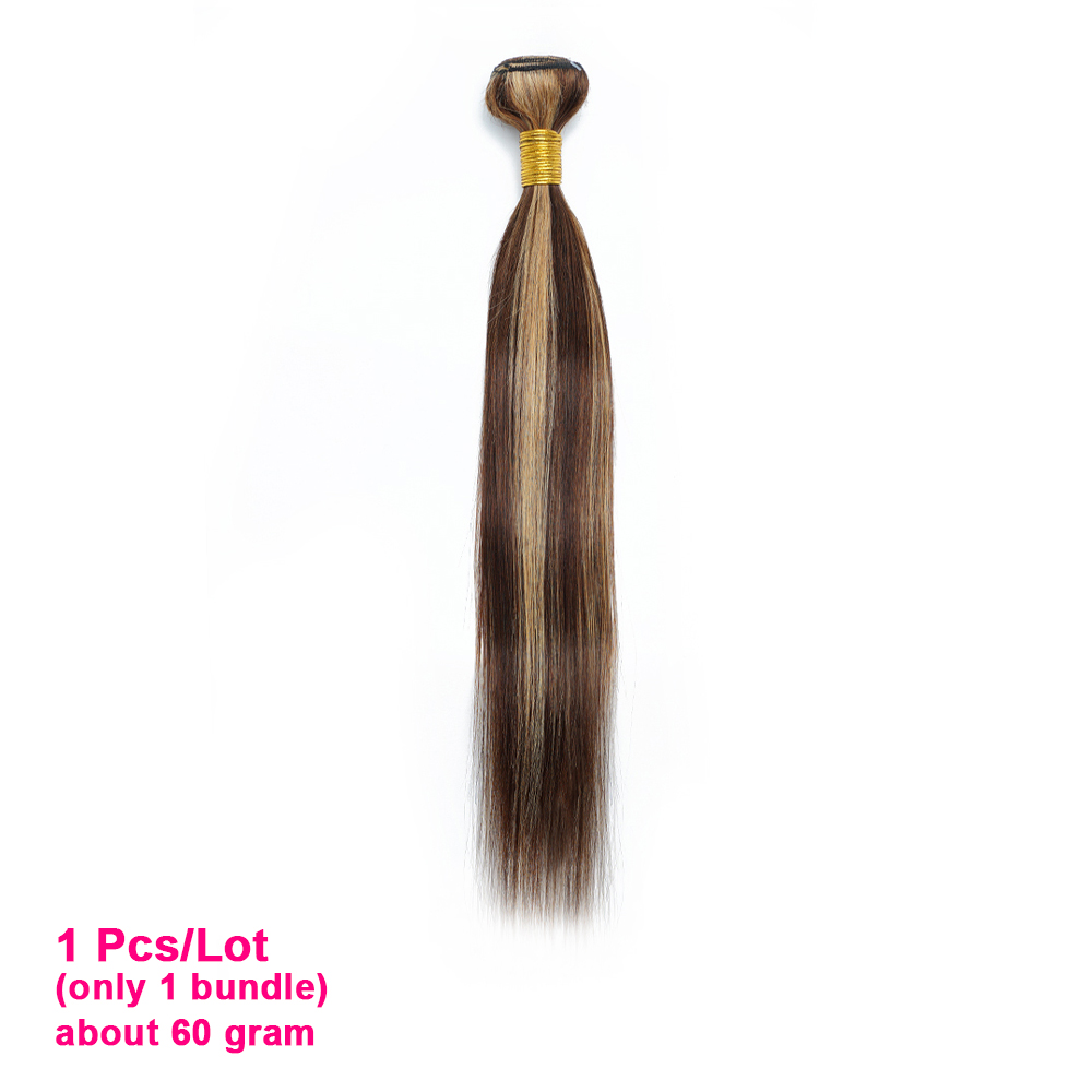 60Gram P4/27 Highlight Human Hair Bundles 10 to 22 Inch Pre-colored Brown Blonde Peruvian Hair Extensions Double Wefts