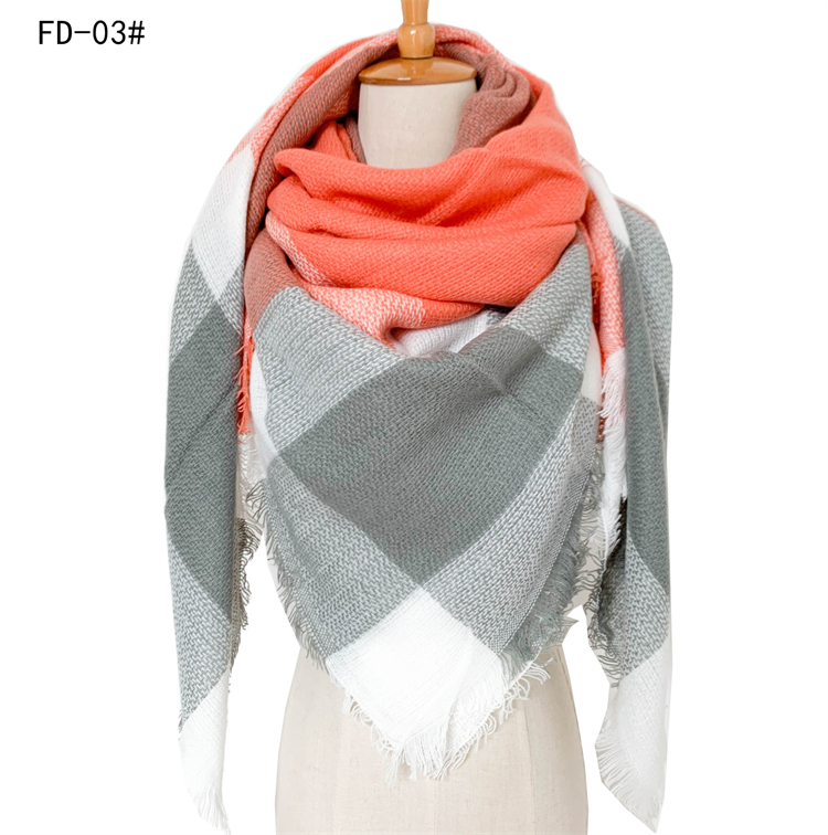 Mode -accessoires herfst en winter sjaals geel grijs imitatie kasjmier grote geruite sjaal voor dames vergrote dubbelzijdige sjaal T014