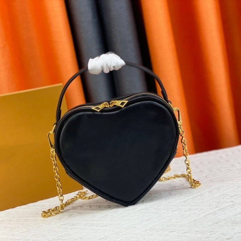 Mini Fashion Sweet Heart Shaped Bag 2023 New Top Grade Cowhide Zipper Women's Handheld One Shoulder Crossbody Bag Dinner Bag Valentine's Day Free Daily Mail Package