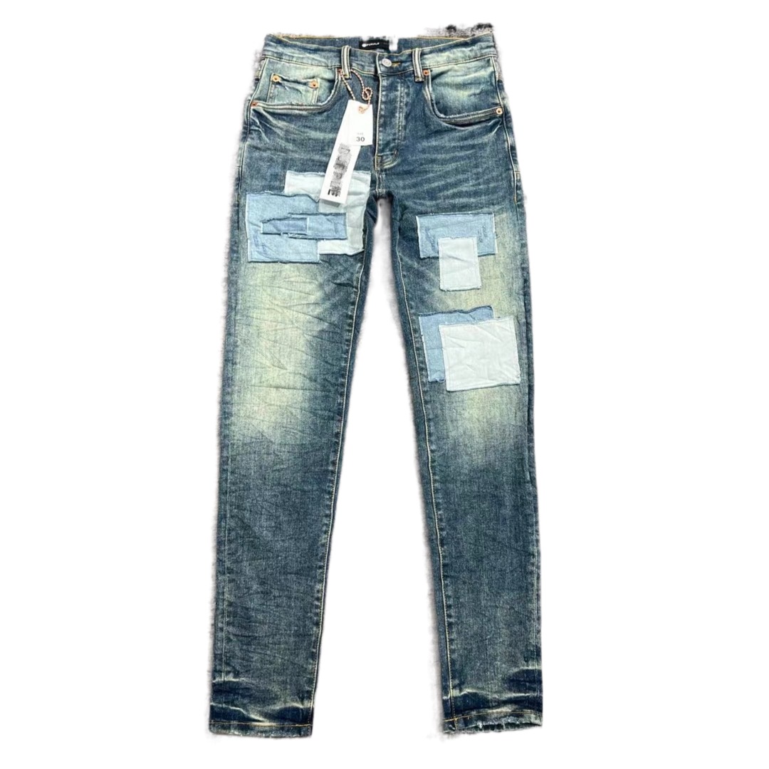 Purple Brand Jeans Designer Мужские разорванные регулярные джинсовые слезы промывали старые длинные дыры в моде 2023