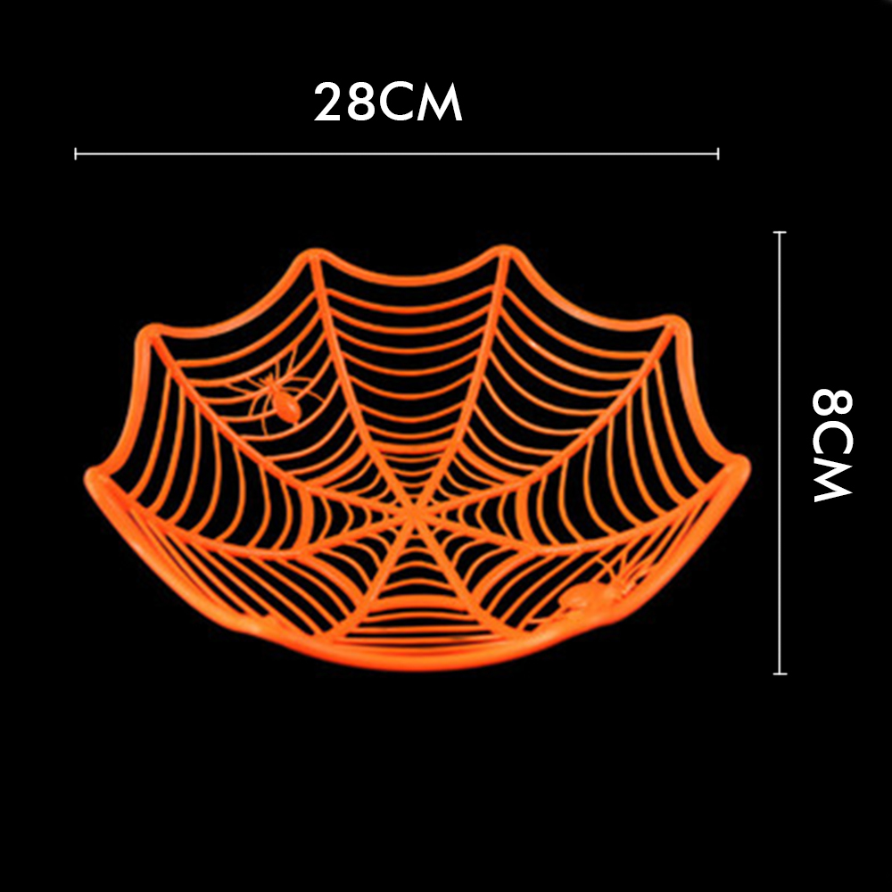 その他のイベントパーティーは、ハロウィーンブラックオレンジ紫色のウェブボウルフルーツプレートキャンディービスケットパッケージバスケットトリックオアトリート装飾の230818