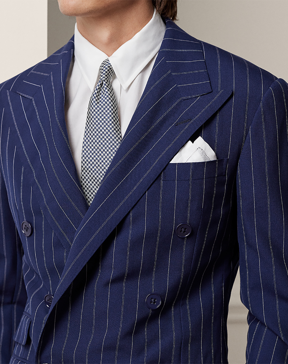 Striped Men Suit na ślub Tuxedos Lapel Tuxedos z podwójnym piersią zużycie 2 szt. Kurtka i spodnie Dostosuj Terno Masculino