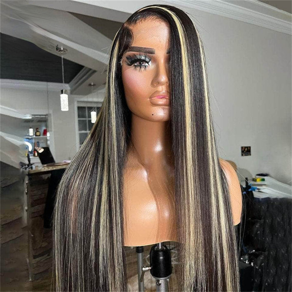 180 Dichte Brazilian Highlight Blonde gerade Spitze vorne Perücken transparente Spitzen Simulation Humanes Haar Perücken für Frauen Highlight 13x4 Spitzenperücken